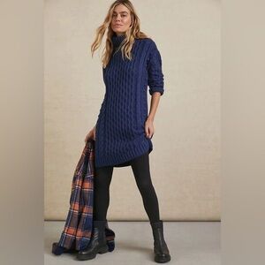 525 America NWT Anthropologie Knit Turtleneck Sweater Dress, Navy Blue